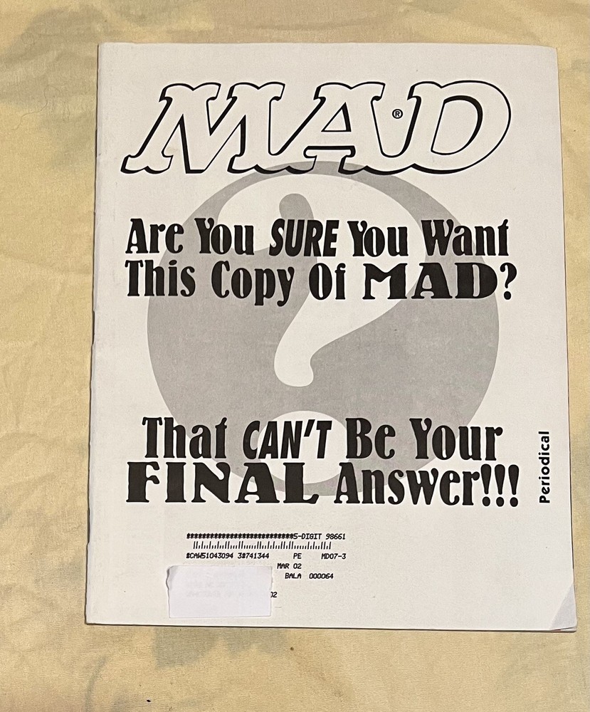 2000 MAD Magazine #395 with subscriber cover