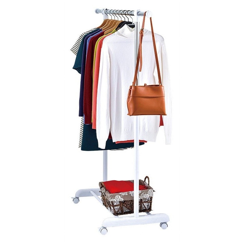 Adjustable Rolling Garment Rack Space-Saving Clothes Organizer Tool-Free Setup