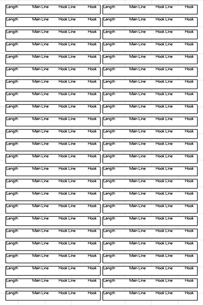 48 PRINTED VINYL LABELS - POLE FLOAT - POLE RIG - WINDER - WATERPROOF HOOK