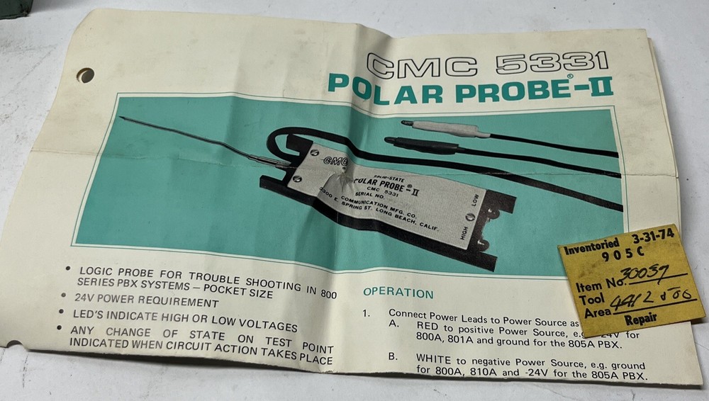 Solid State POLAR PROBE II CMC 5331 Box Tool And Instruction