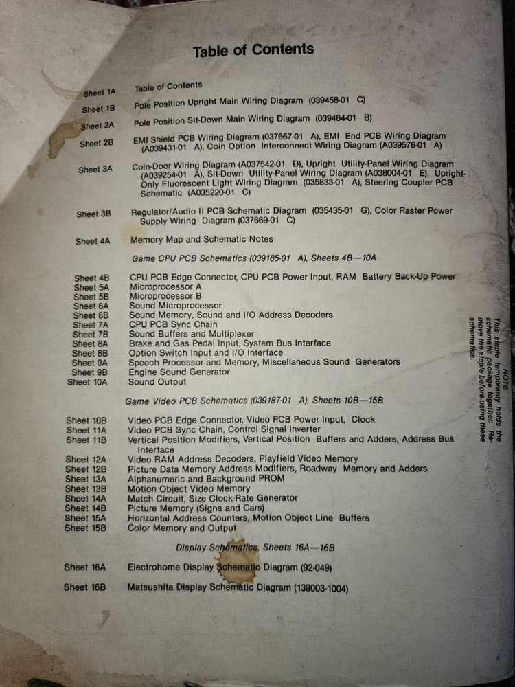 Pole Position Manual & Schematics Arcade