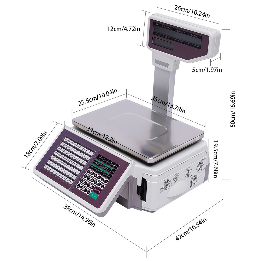 Electronic Weight Scale With Thermal Label Printer Digital Price Computing Scale