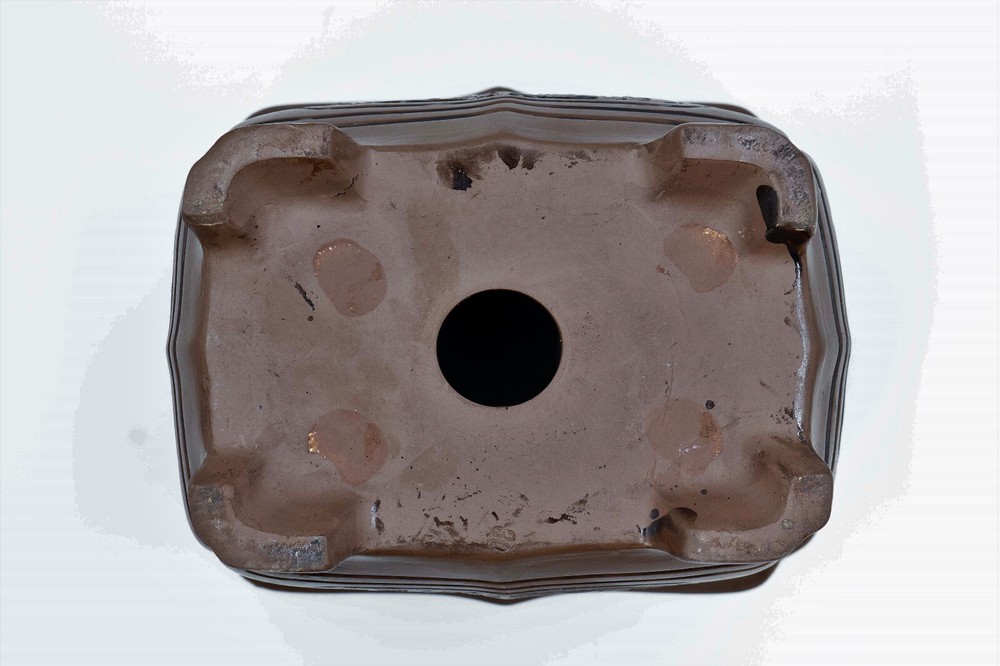 Chinese engraved rectangular cascade pot outside 10" x 8.2" x 7.9"H