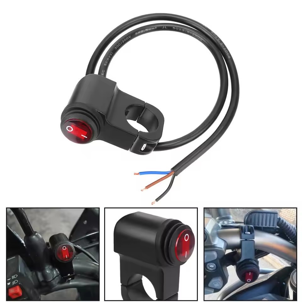 Waterproof Motorcycle Bicycle 7/8" Handlebar Headlight Fog Light ON OFF Switch