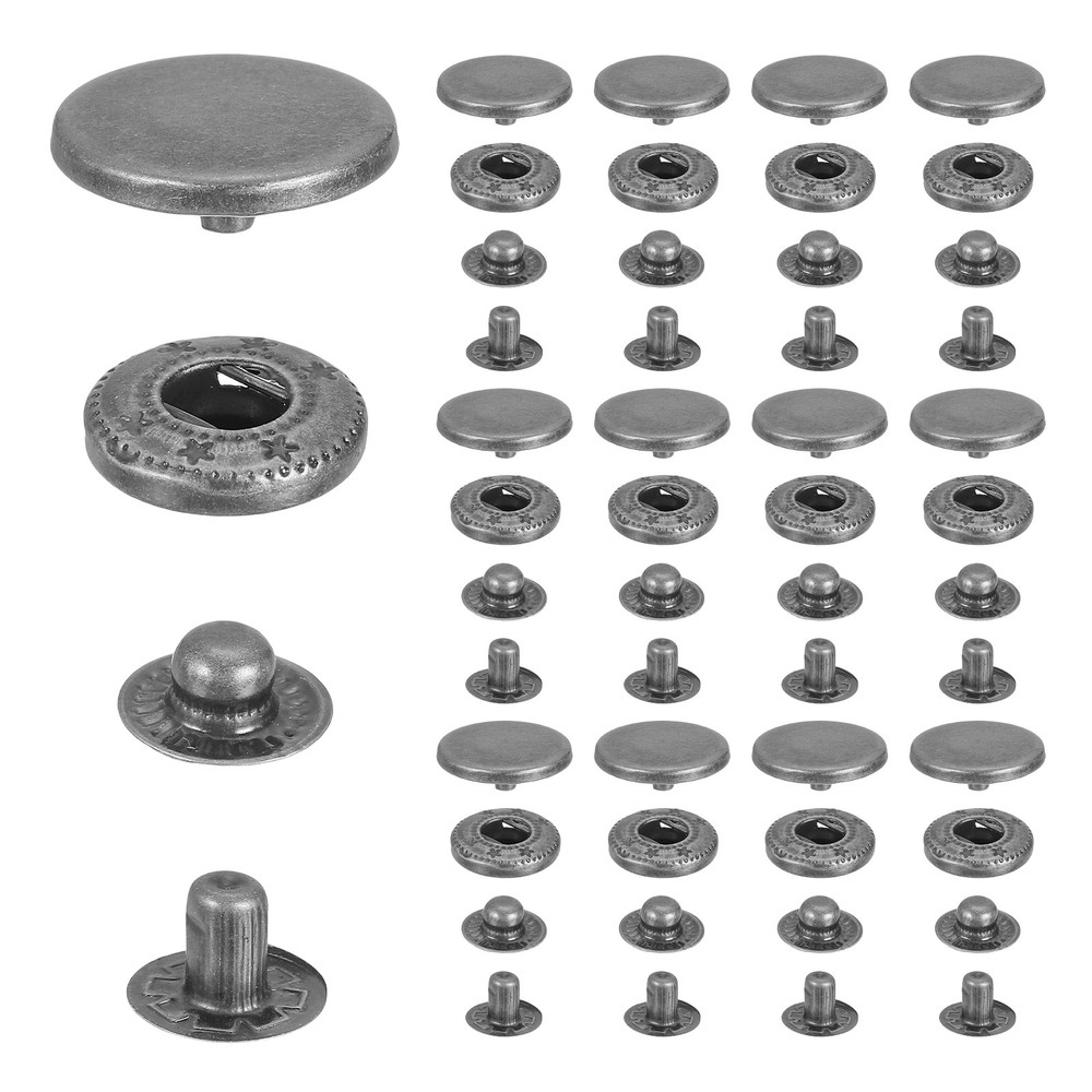 15 Sets Stainless Steel Fastener Snap Press Stud Button, 17mm, Black
