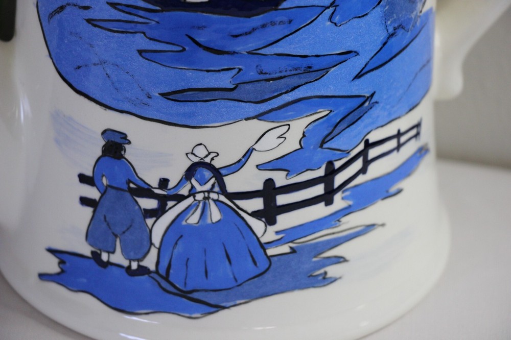 Holland Theme Ceramic Watering Can Windmill Hand Painted