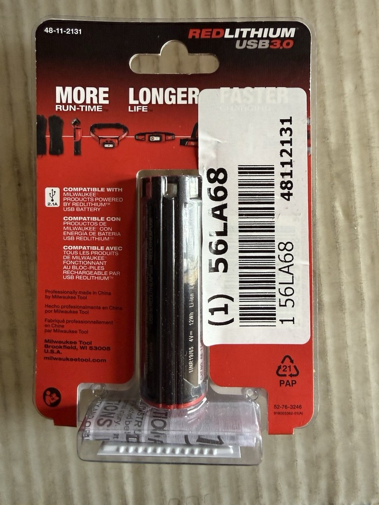 Milwaukee Tool 48-11-2131 Redlithium Usb 3.0 Battery Pack