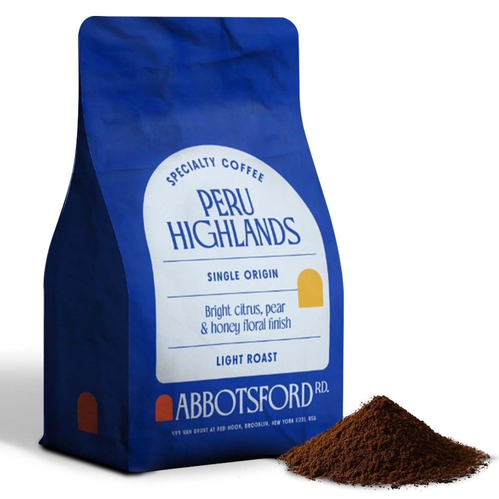 Peru Highlands Ground Coffee, Single Origin Ground Coffee Light Roast with Br...