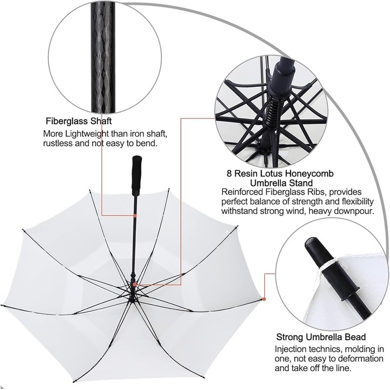 Ultimate Golf Umbrella Auto Open Windproof Double Canopy Heavy Duty Rain Sun New