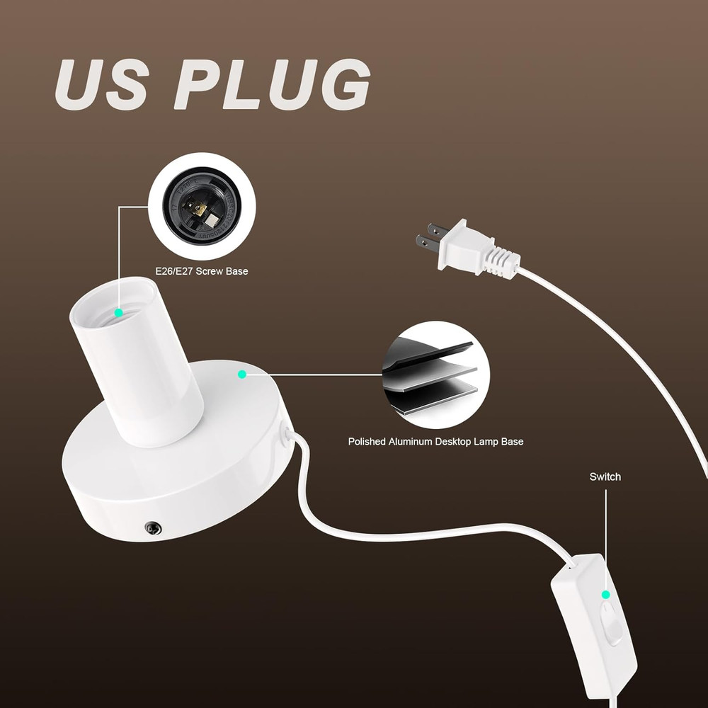 【Upgraded】 2 Polished Metal Desktop/Hanging Light Bulb Socket E26/E27 Lamp Base,
