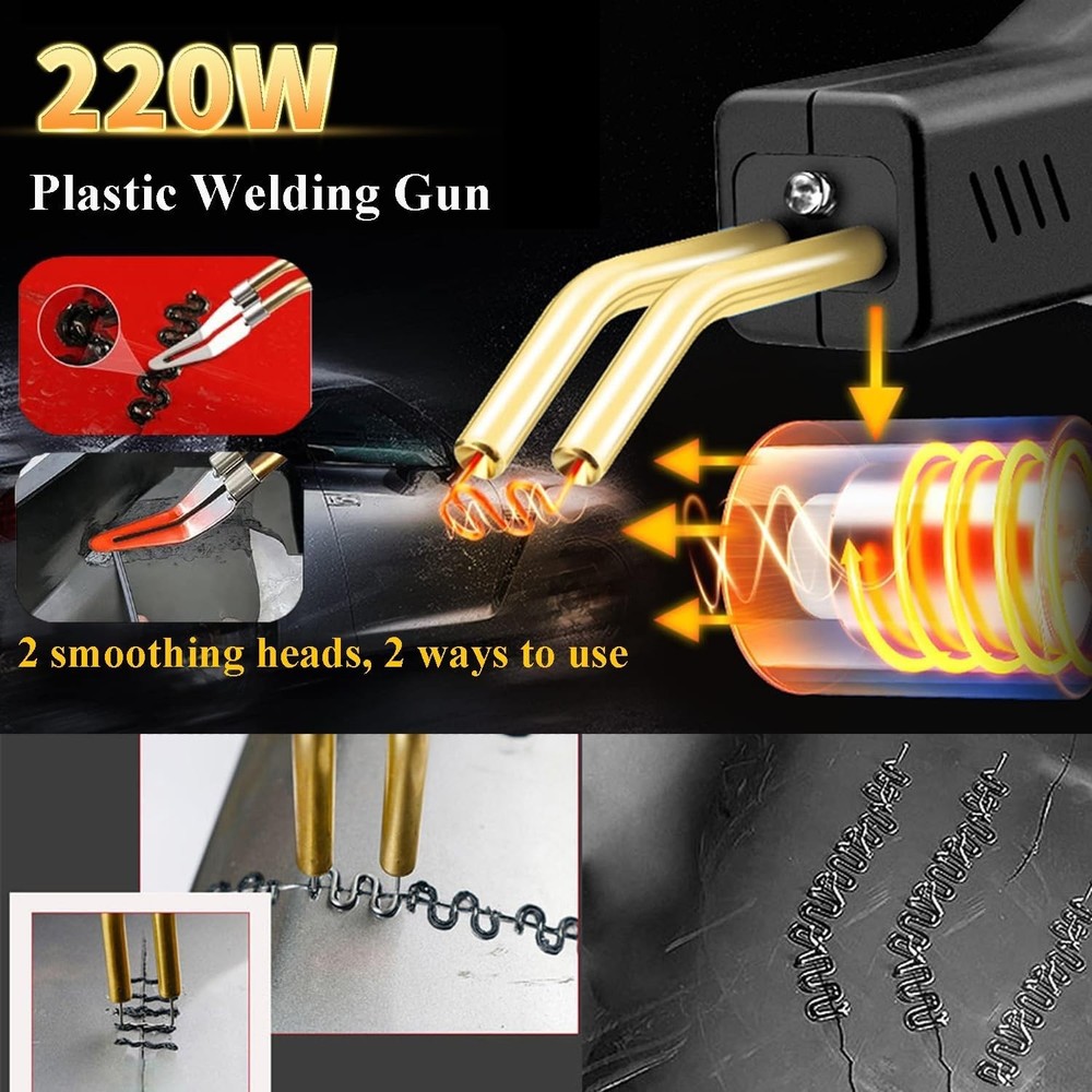 Multi-Purpose 220W Plastic Weld Repair Kit with Non-Slip Handle & Accessories