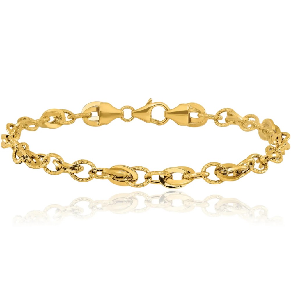 14K Solid Yellow Gold Link Chain Bracelet