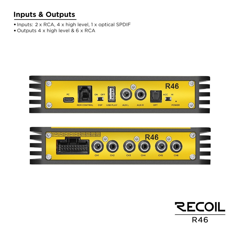 Recoil R46 Audio DSP Digital Signal Processor Equalizer, 4Ch Inputs 6Ch Outputs