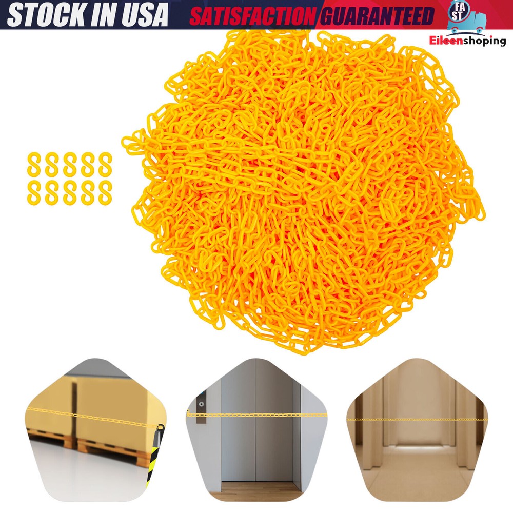 200ft Plastic Barrier Chain Yellow Chain Safety Chain Barrier Fits Crowd Control