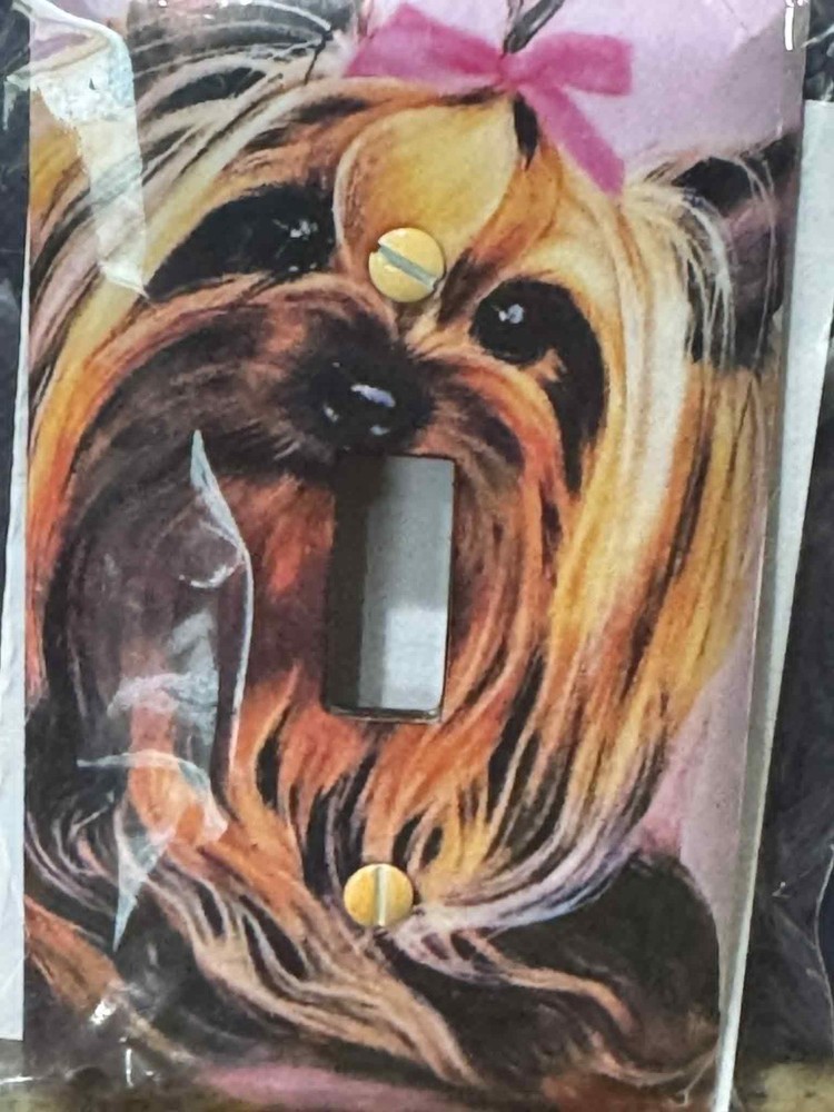 Yorkie Switch Plate Cover Pink Single