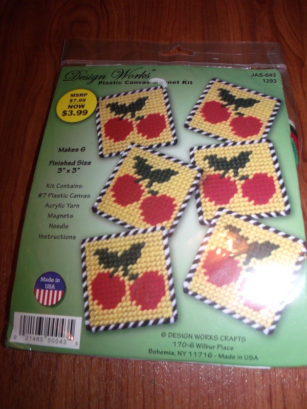 Design Works CHERRIES MAGNETS Set Plastic Canvas Kit Makes 6