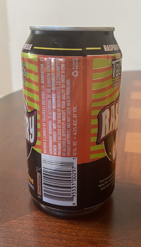 Tallgrass Brewing Raspberry Jam Berliner Weisse Empty Beer Can Bottom Opened 