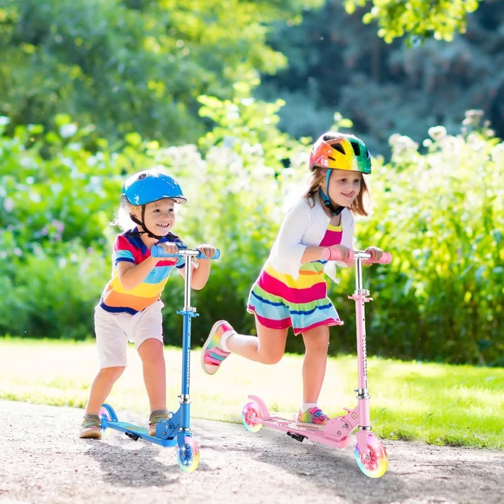 Folding Scooter Handlebar Adjustable with LED Light Up Wheels for Beginner & Kid