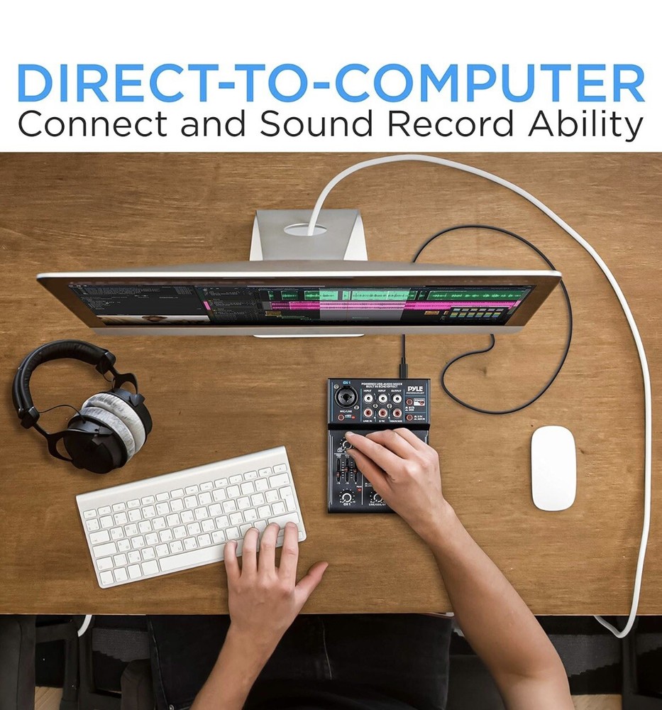 pyle compact bluetooth dj mixer interface