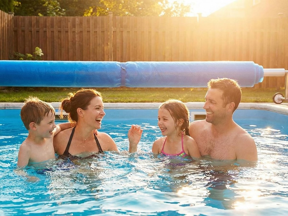 Solar Pool Cover, 12 x 24 FT Pool Blue Bubble Heating Blankets
