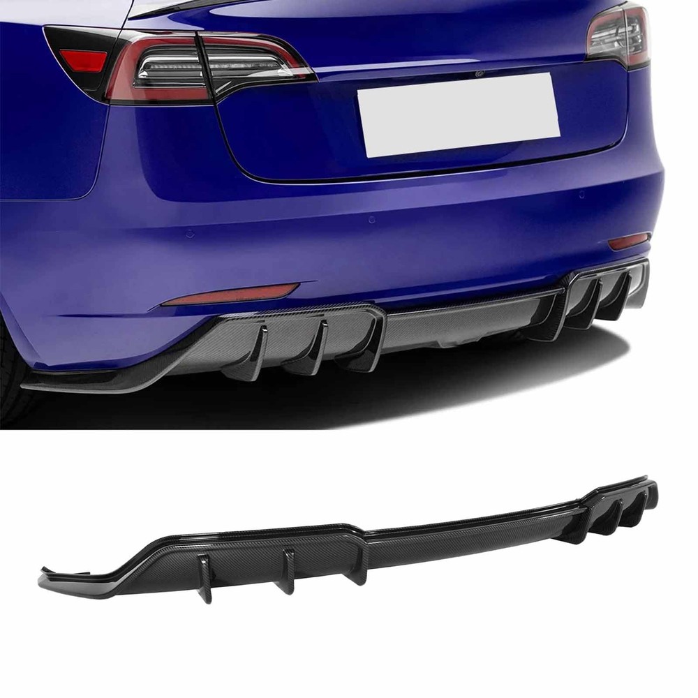 Rear Bumper Diffuser Tesla Model 3 2017-2023 Carbon Fiber Painted
