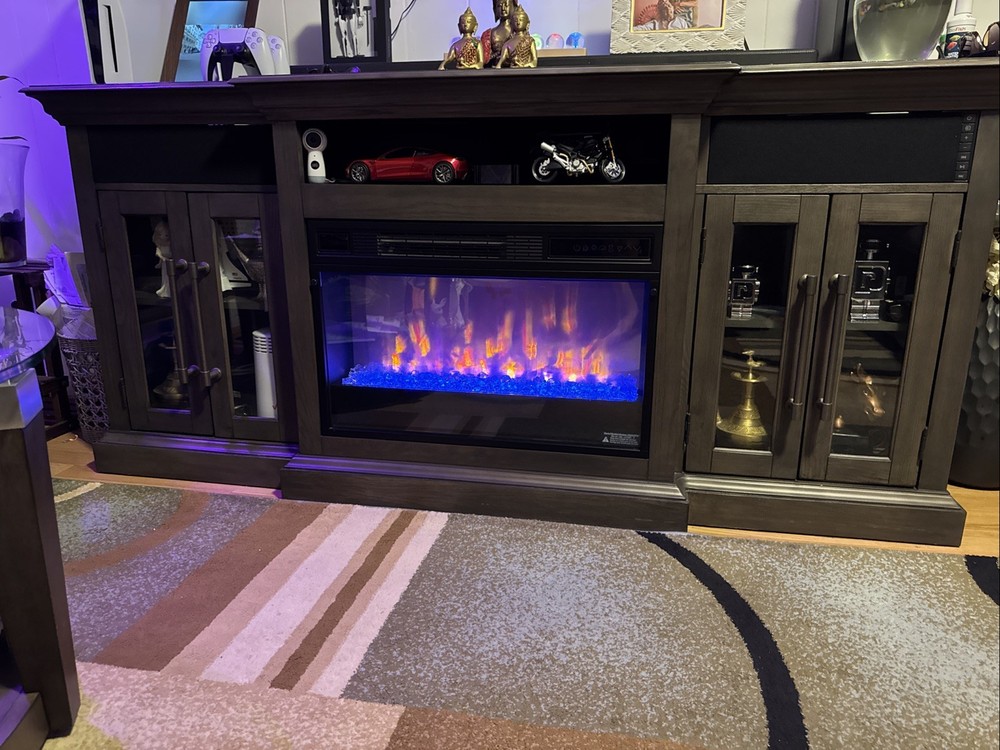 Tv Table With Fire Place And Speaker