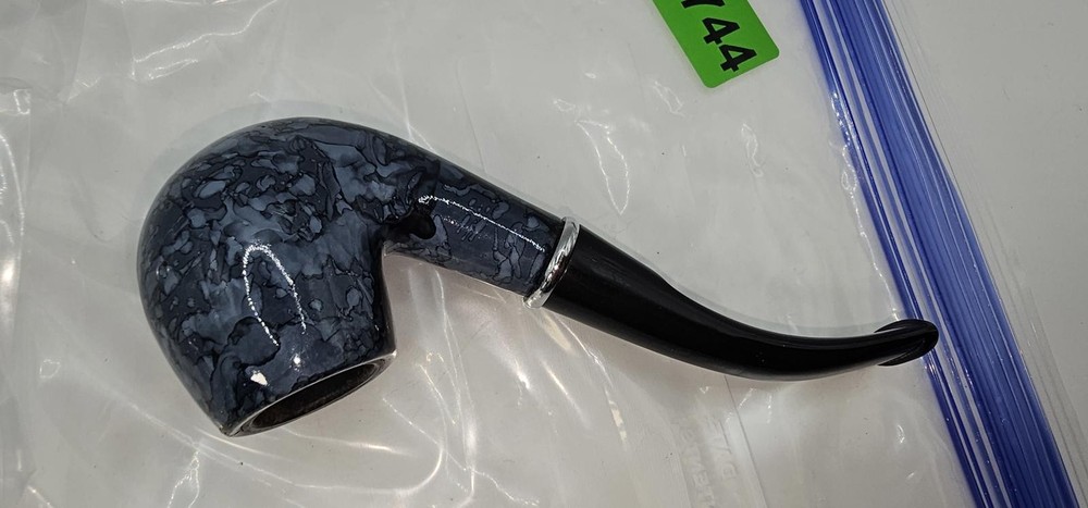 Blue and Black Smoking Pipe with Marble Pattern