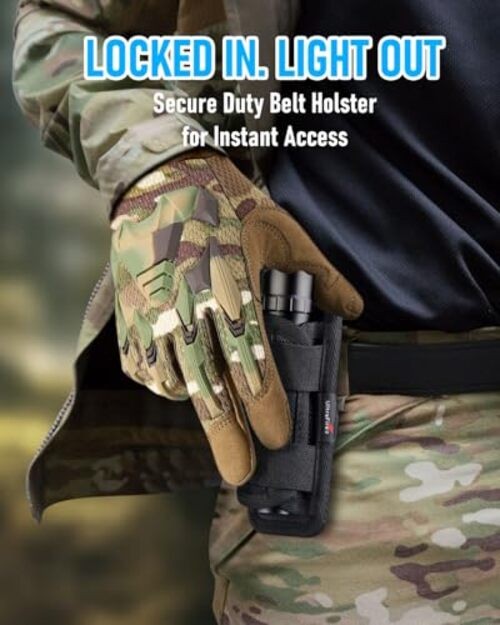 Tactical Flashlight with Holster, Single Mode LED Flashlight 1000 High Lumen