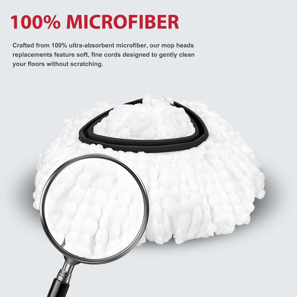 Spin Mop Replacement Set for EasyWring 1-Tank System Microfiber Mop Heads