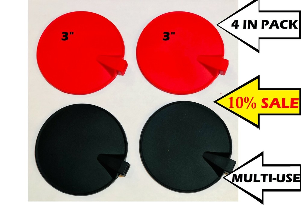 Replacement Reusable Rubber Carbon Electrode Pads 4 PS (2 Red & 2 Black) 3"