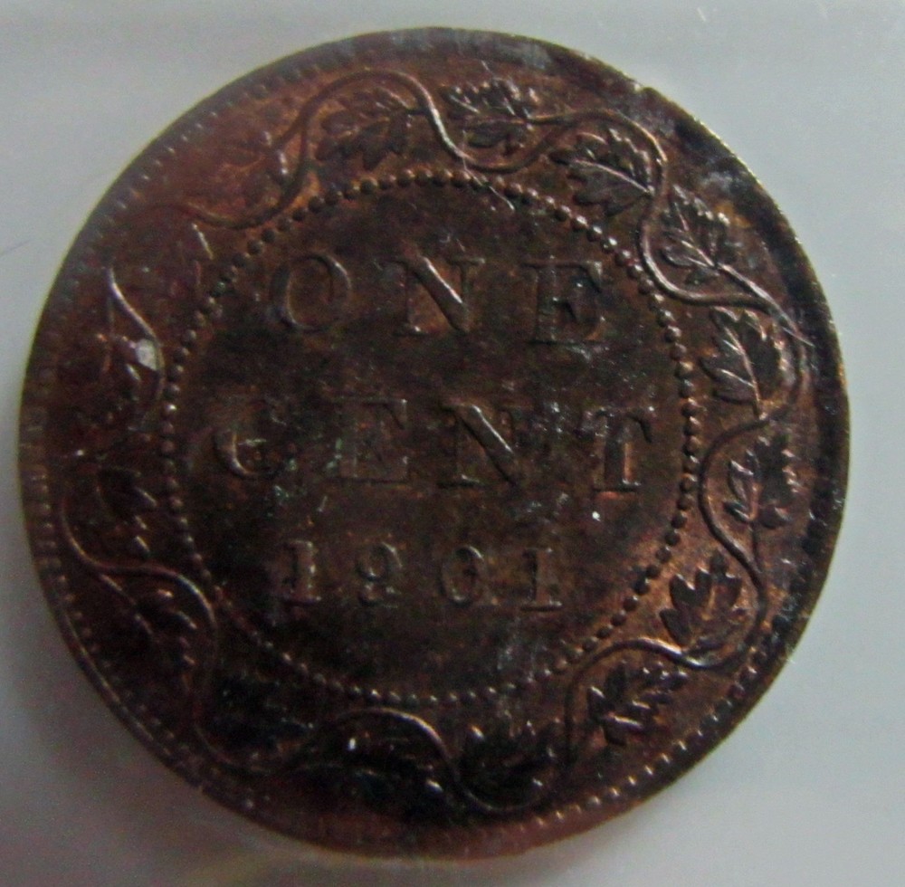 Canada 1901 Large Cent ICCS MS 62 Trace Red Mint Error Cracked Planchet