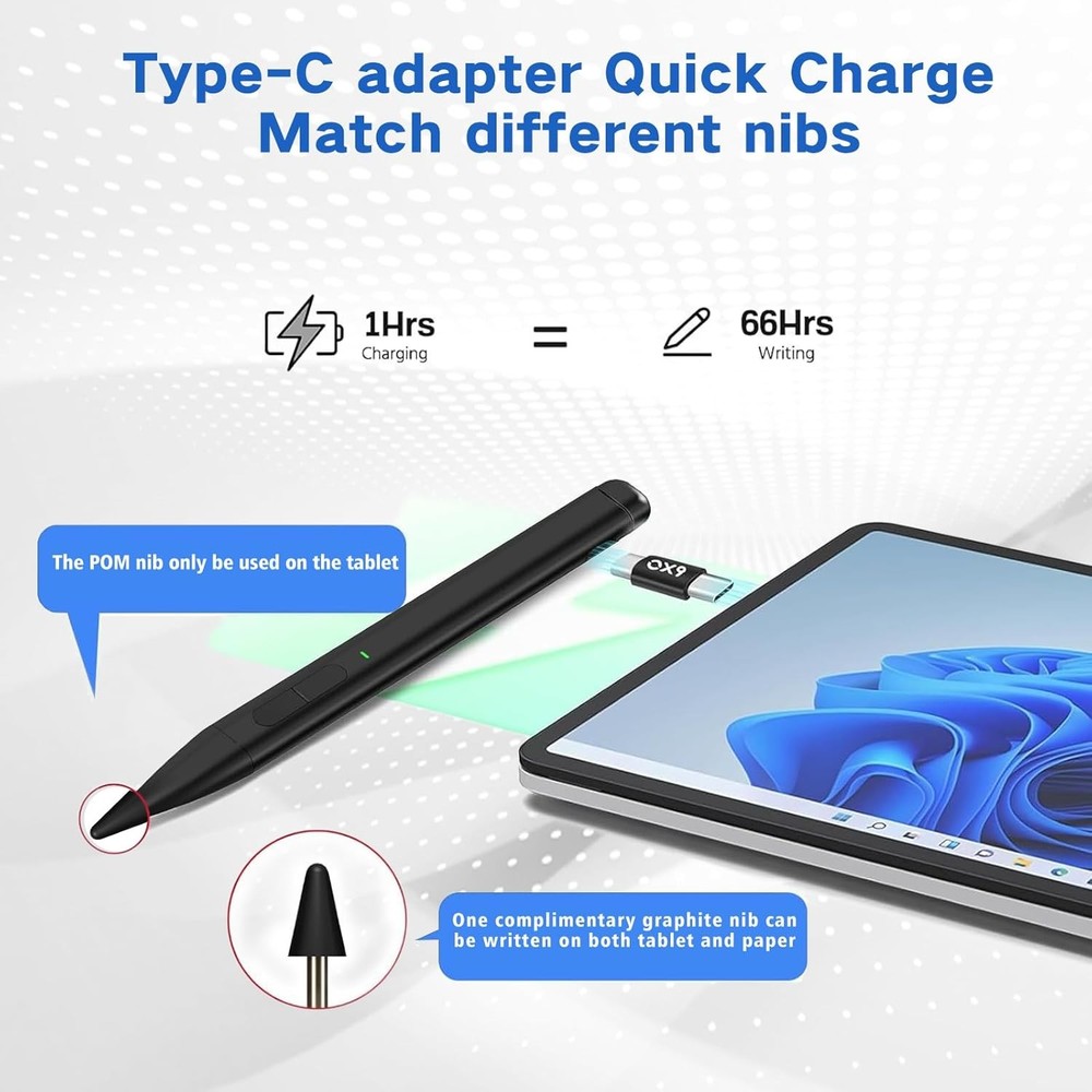 Slim Pen 2 for Microsoft Surface with 4096 Pressure, Eraser & Right-Click.