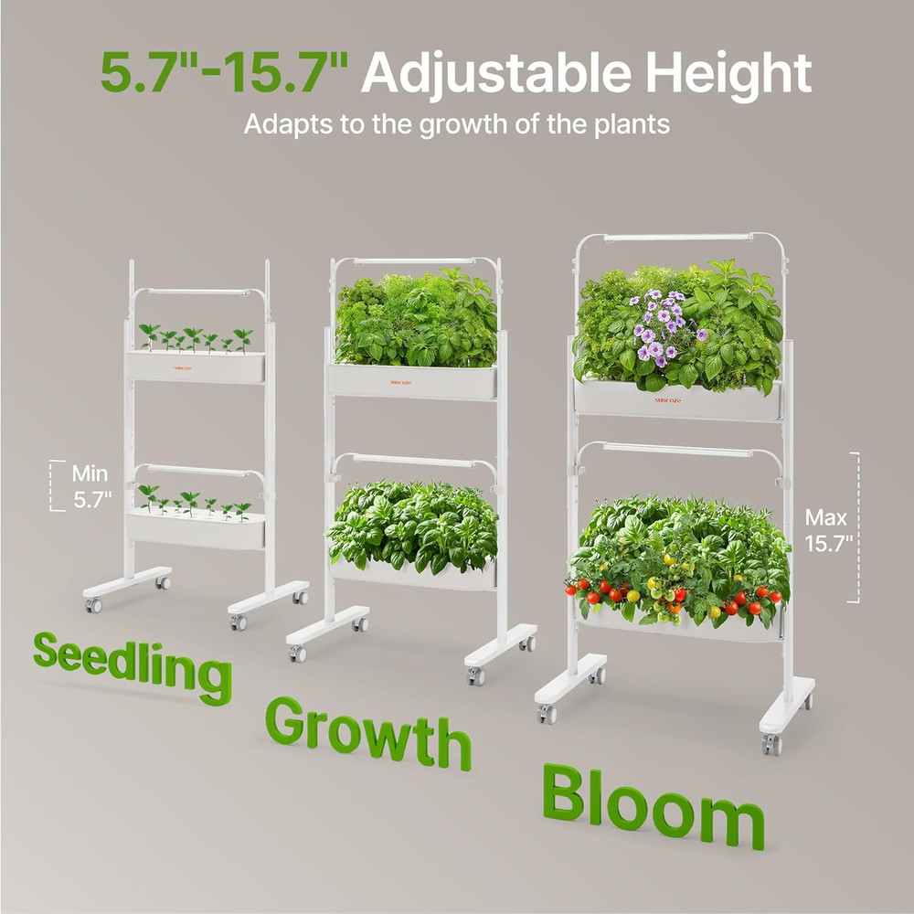 2-Tier Hydroponic Growing System with Smart Controller and Full Spectrum Lights