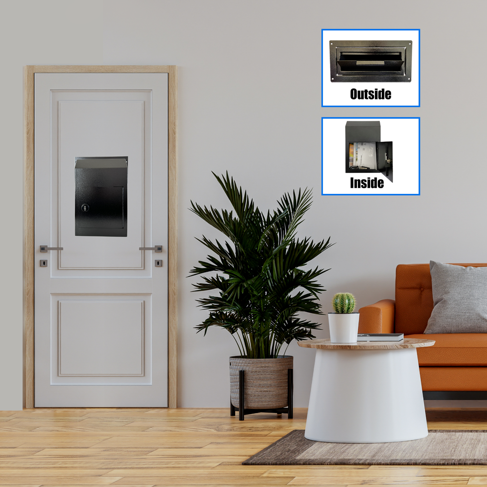 Locking Door Drop Box with Combination Lock – Steel Mailbox with Rear Access