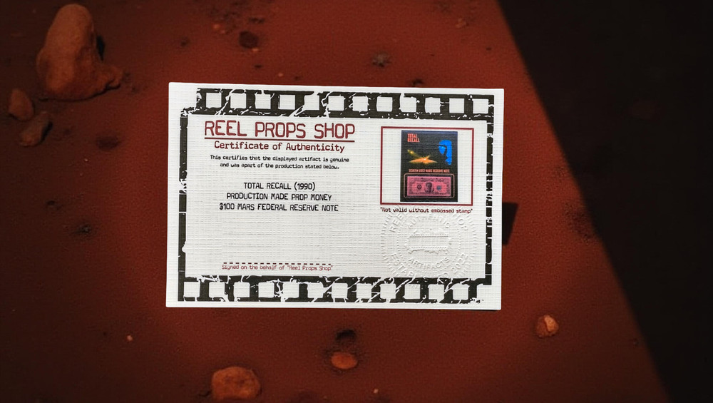 TOTAL RECALL PROP - SCREEN USED - FRAMED PROP BILL - MARS RESERVE NOTE