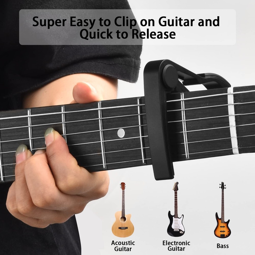 Guitar Tuner, Accessories with Picks, Capo, Capo Black