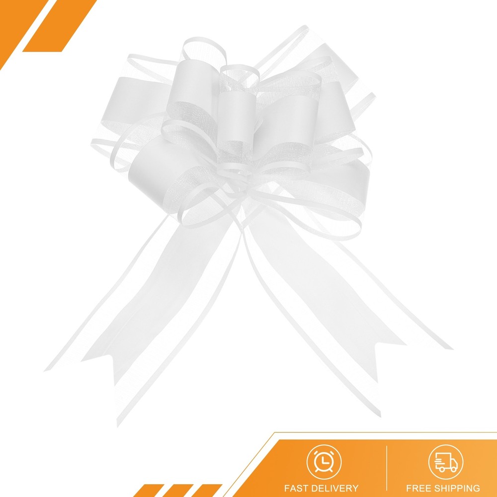 20Pack 9" Extra Large Pull Bow Gift Wrapping Big Organza Bows Ribbon White