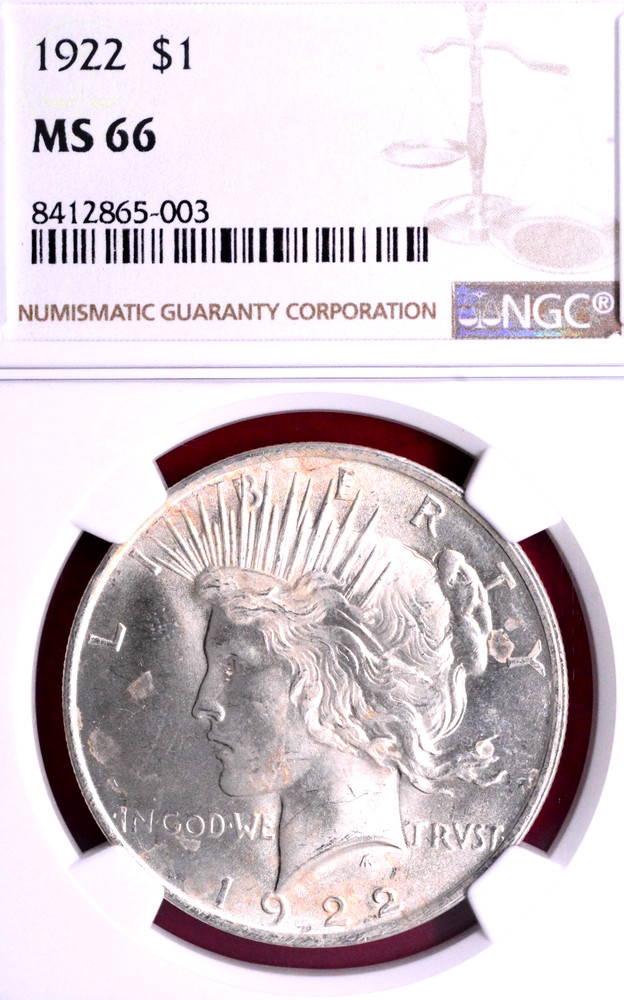 NGC MS-66! 1922 PEACE DOLLAR