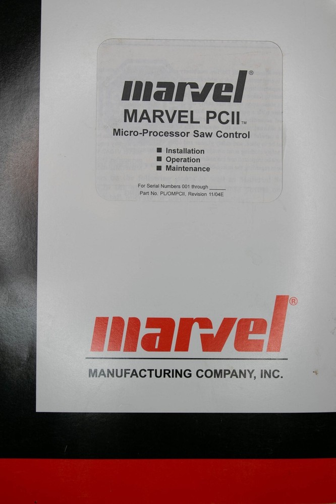 Marvel  Bandsaw PCII or PC2 Micro Processor Programming  Manual Year 1999