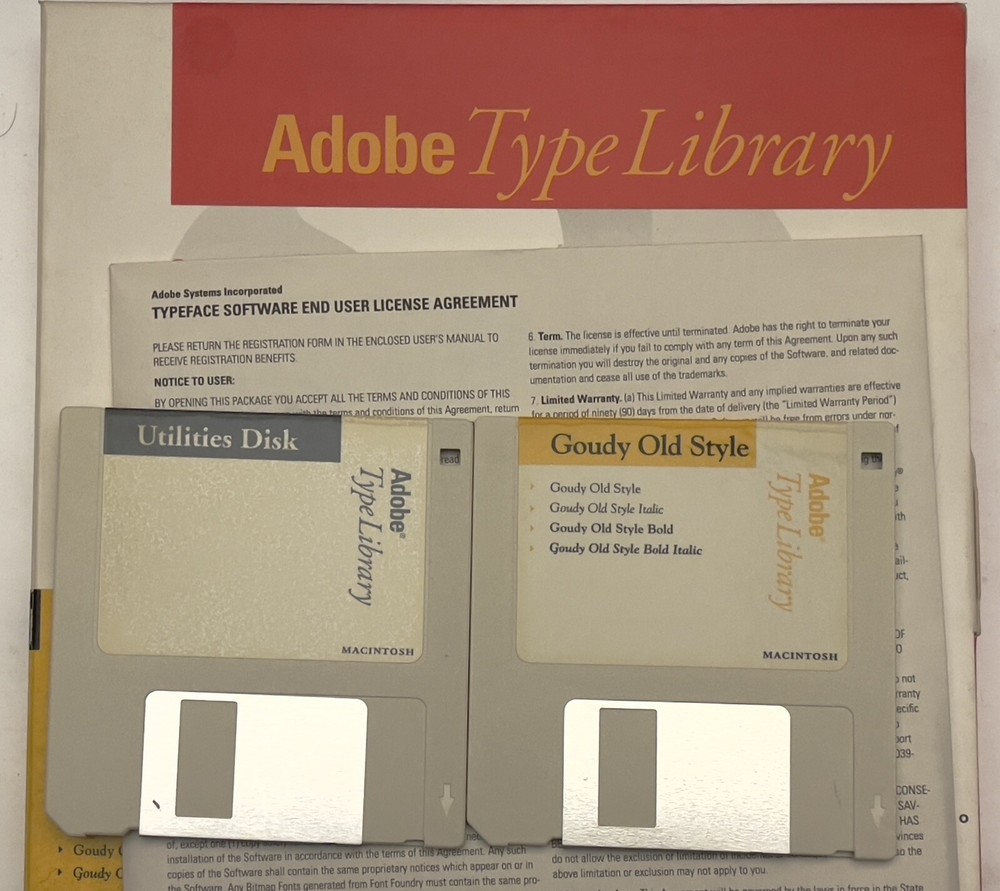 Adobe Type Library Macintosh Diskette Goudy Old Style Type 1 Postscript