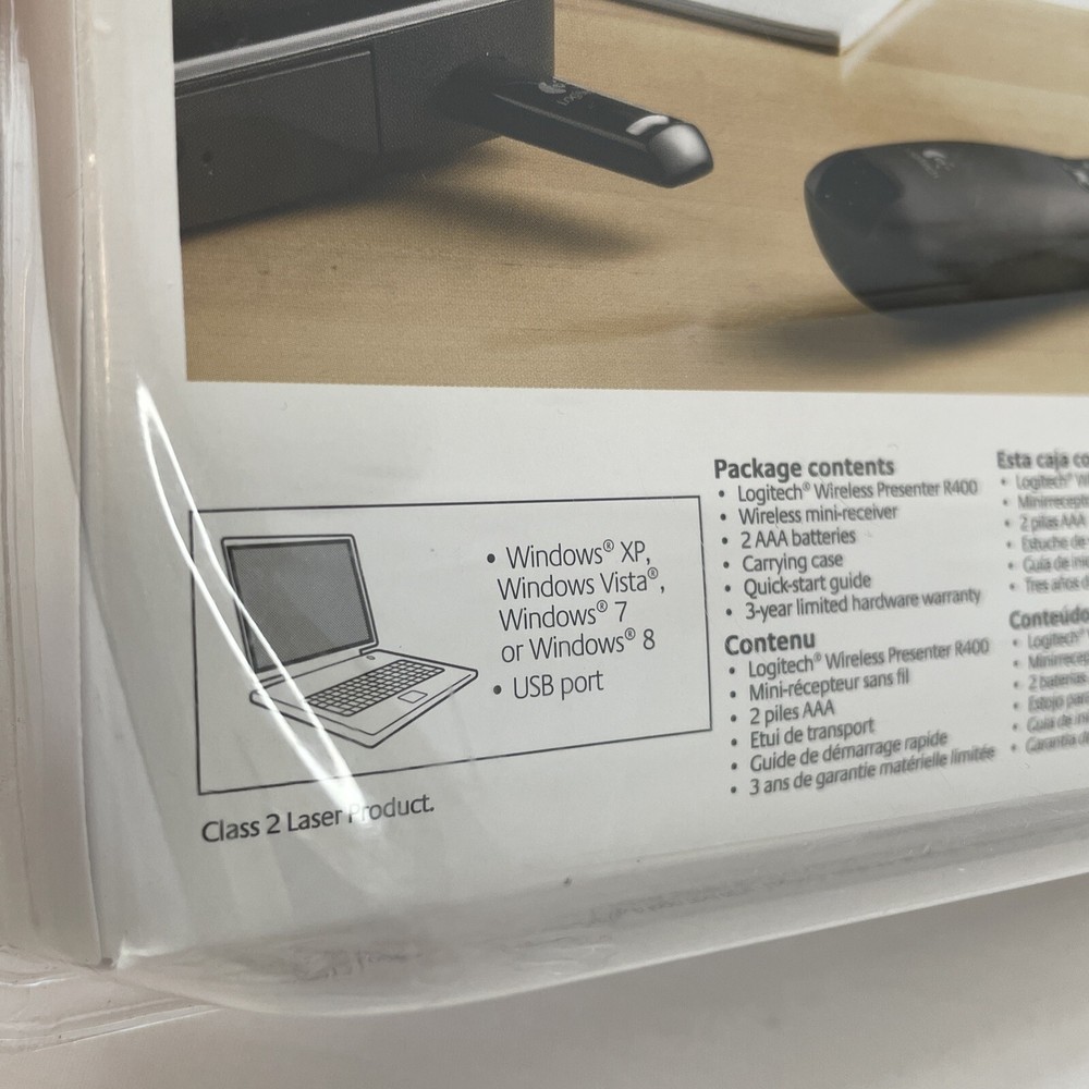 2012 Logitech Wireless Presenter R400 50' Range Receiver Laser Pointer Sealed