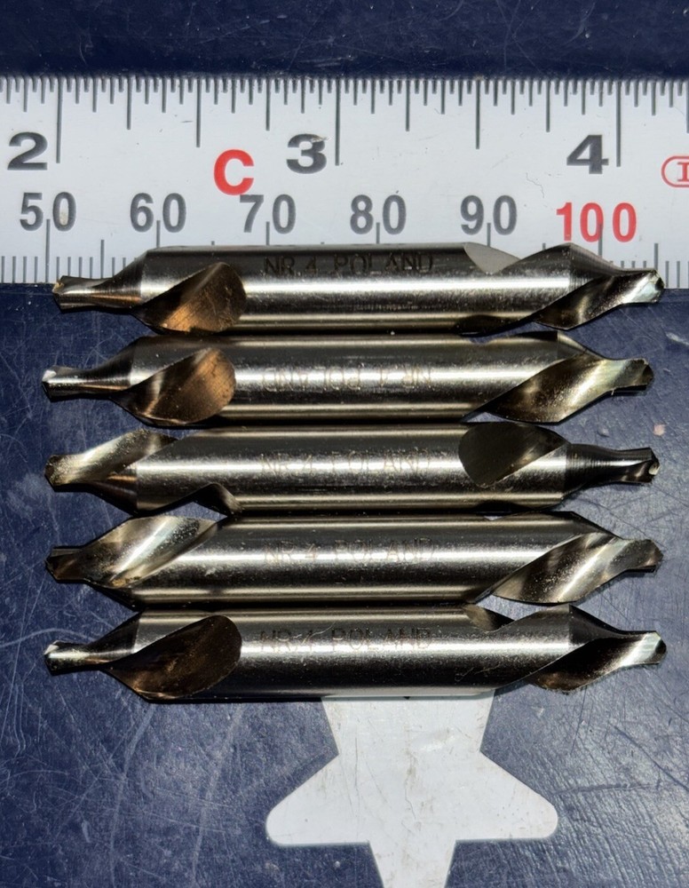 Five TMX Drill & Countersink Plain Type LH #4 - M42 5-601-025L Cobalt Double End