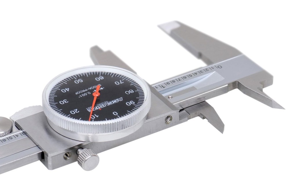 Tools 06 X 0.001 range X Resolution Dial Caliper Black Face Red Needle Stain