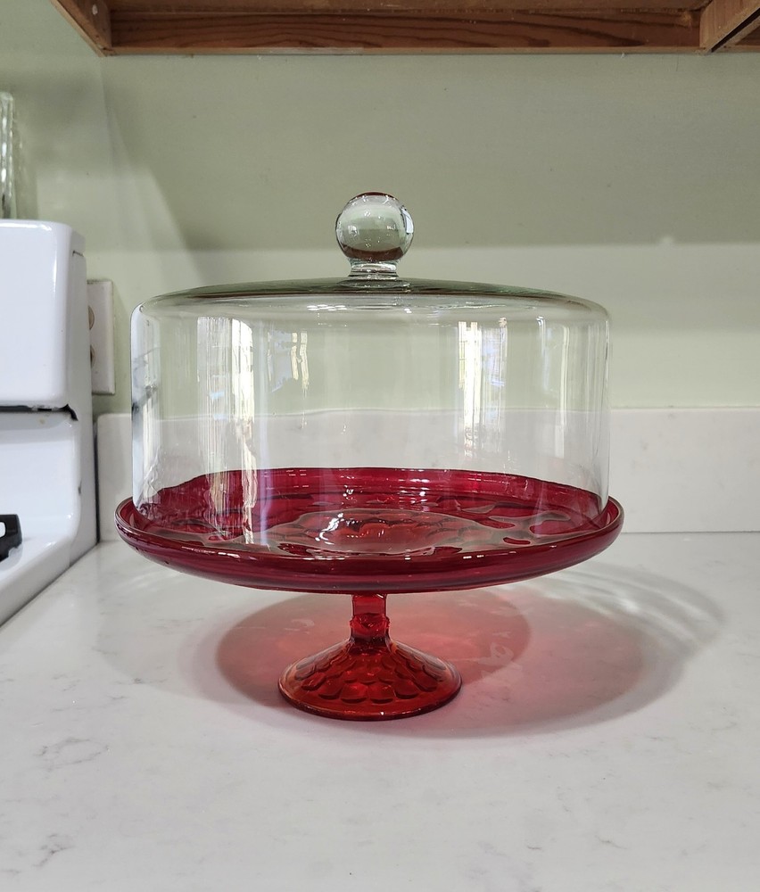 Vintage Viking Ruby Red Georgia Cake Stand Plate