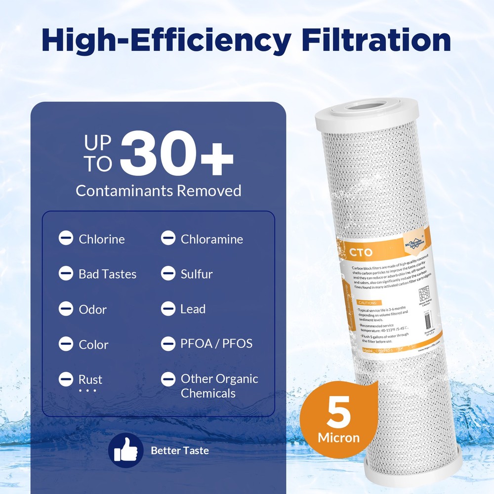 375 Pack 10"X2.5" 5 Micron Carbon Block Water Filter Whole House RO Replacement