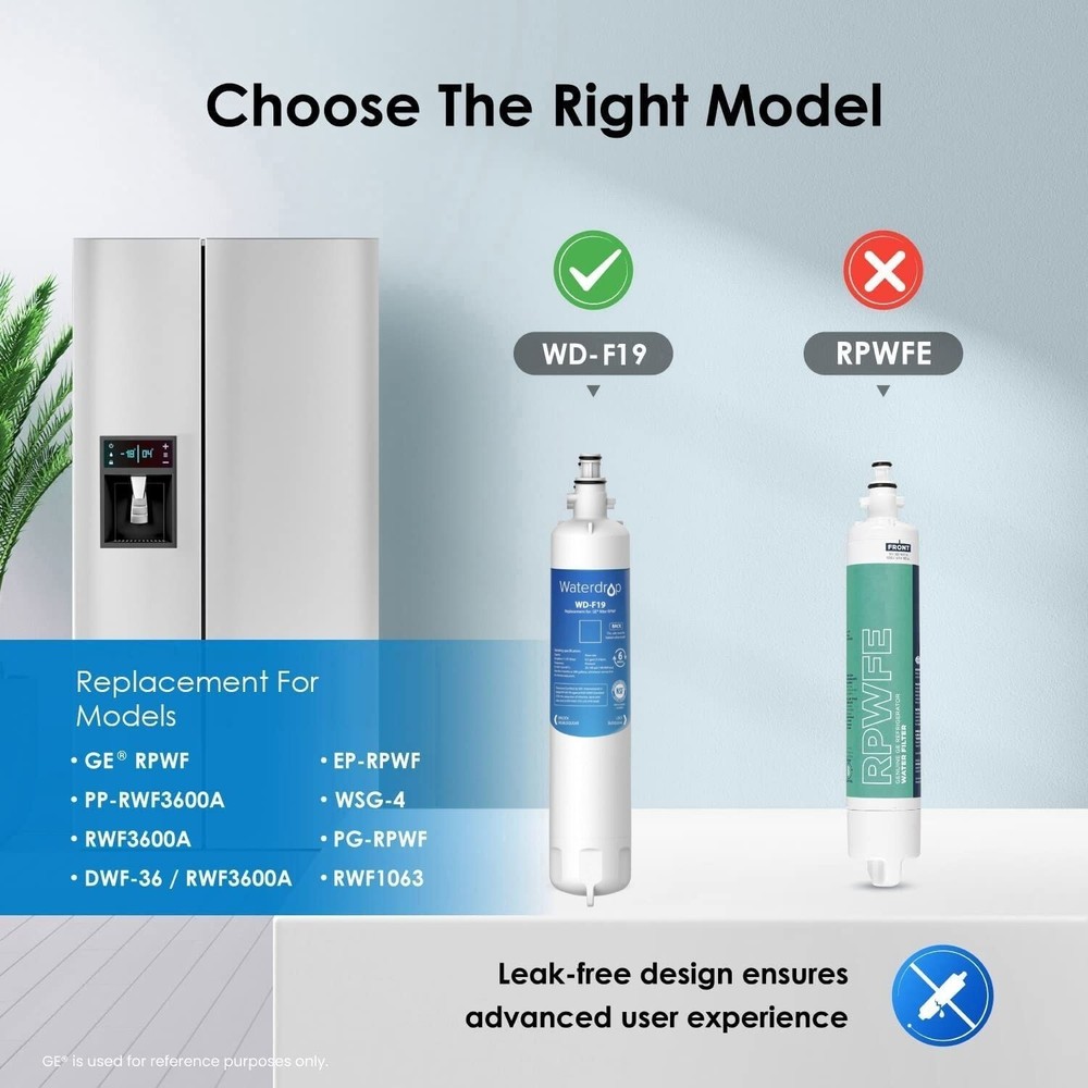 Waterdrop Refrigerator Water Filter Replacement for GE® RPWF(NOT RPWFE),6 Pack