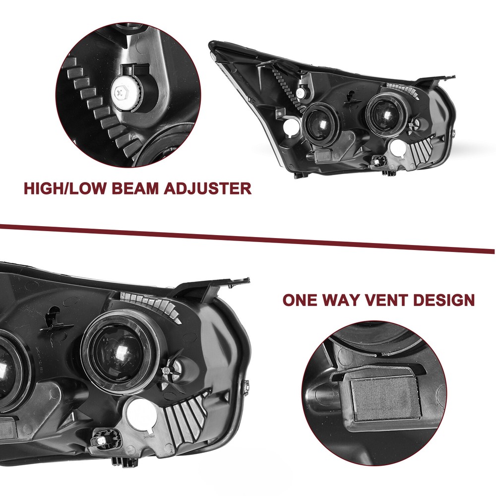 For 2015-2023 Ford Transit Headlight Assembly Black Driver&Passenger Side Pair