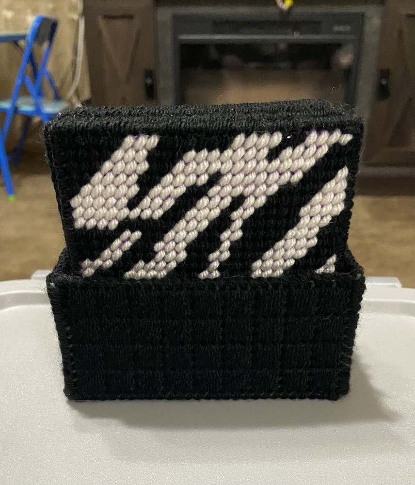 Zebra Print Plastic Canvas Drink Coasters