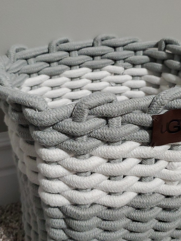 UGG Woven Thick Chunky Braided Basket Bin Sage Gray