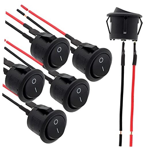 Round Rocker Switch, 6 Pcs Mini Rocker Switch, 12 Volt ON Off Toggle Switch
